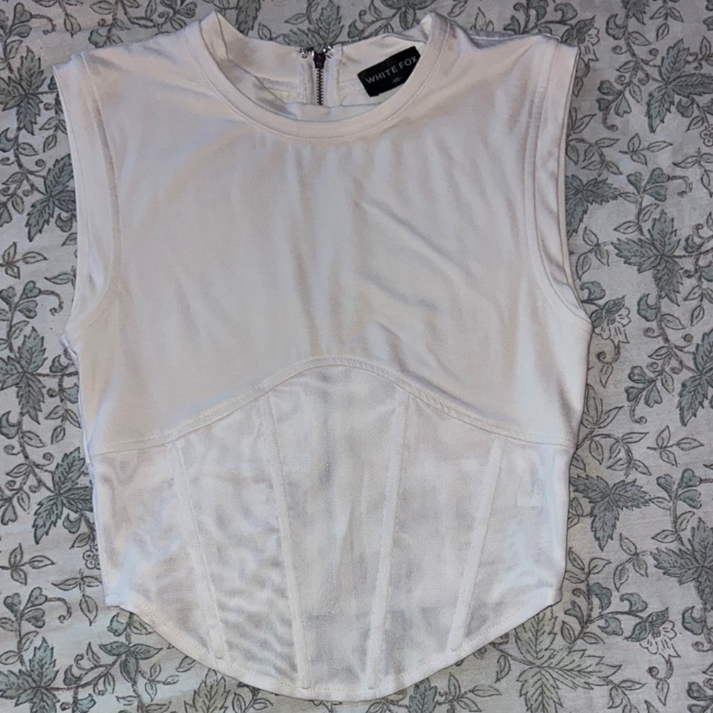 White Fox women's sleeveless sheer corset Top XS